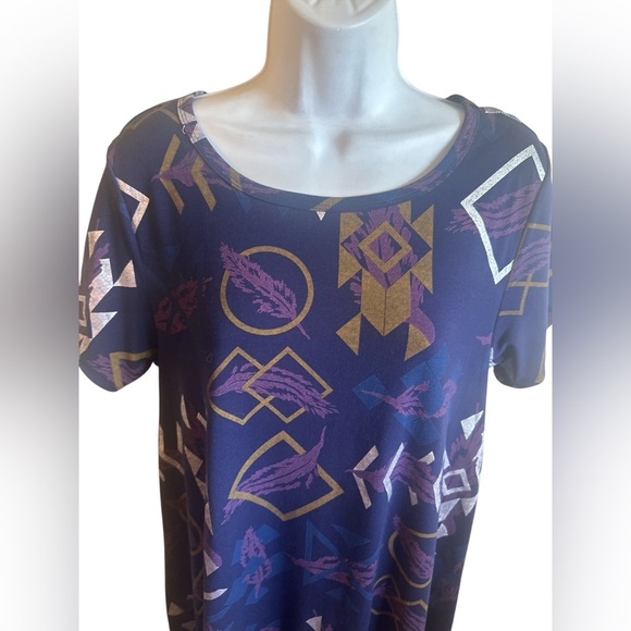 Lularoe Swing Dress Size Medium Navy Scoop Neckline Short Sleeve Relaxed Fit - Picture 3 of 11